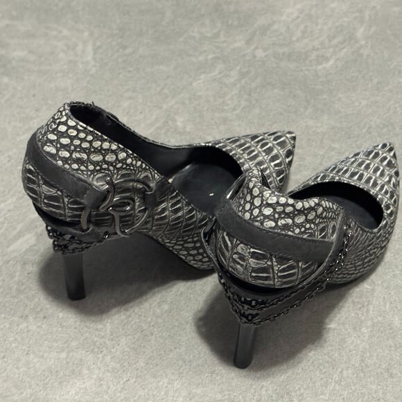 Chic ROCAWEAR Gray Croc-Embossed Heels – Women’s Size 8 – New w/ Partial Tags - Picture 3 of 11